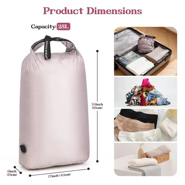 Alt view image 3 of 7 - Travel Laundry Bag, Waterproof Compression Bags for Dirty Clothes