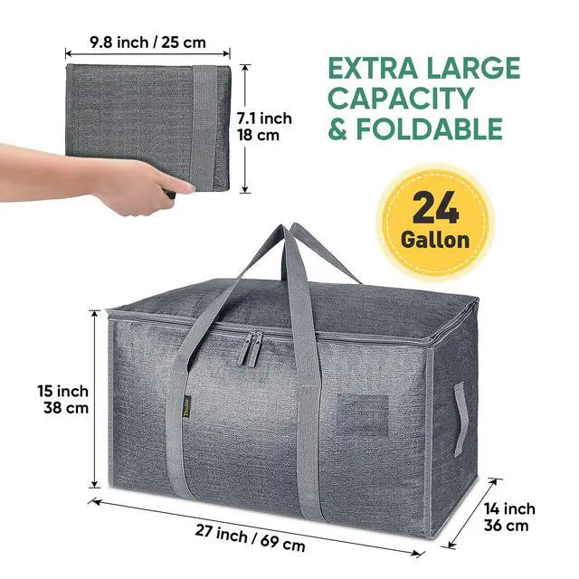 Alt view image 2 of 7 - Oversized Moving Bags with Reinforced Handles, Heavy-Duty Storage Tote for Clothes, Moving Supplies (Winter Grey, 6-Pack)