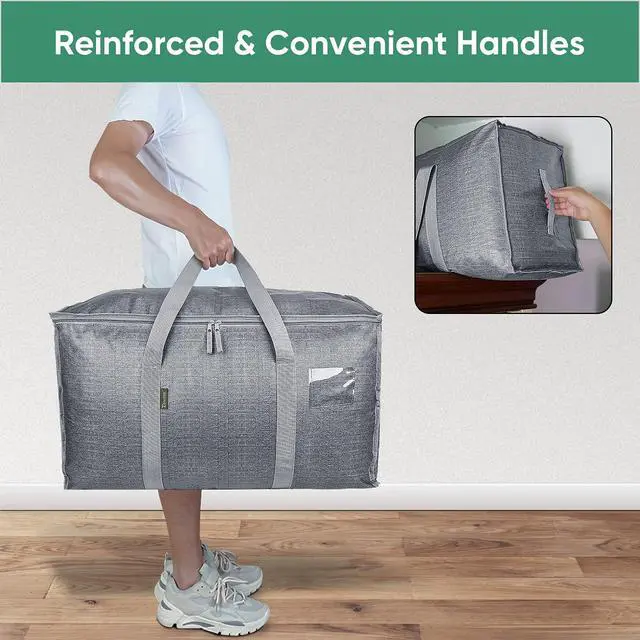 Alt view image 5 of 7 - Oversized Moving Bags with Reinforced Handles, Heavy-Duty Storage Tote for Clothes, Moving Supplies (Winter Grey, 6-Pack)