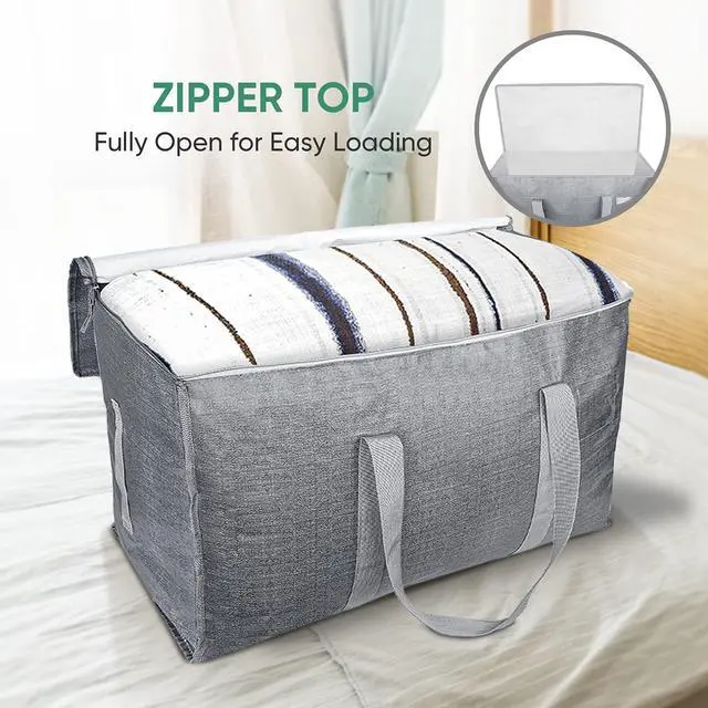 Alt view image 6 of 7 - Oversized Moving Bags with Reinforced Handles, Heavy-Duty Storage Tote for Clothes, Moving Supplies (Winter Grey, 6-Pack)