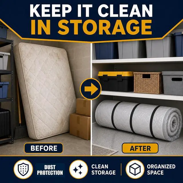 Alt view image 3 of 7 - Memory Foam Mattress Vacuum Bag for Moving and Storage, Heavy-Duty Mattress Compression Bag with Adjustable Compression Straps and Dual-Zip Seal (Queen/Full/Full-XL)