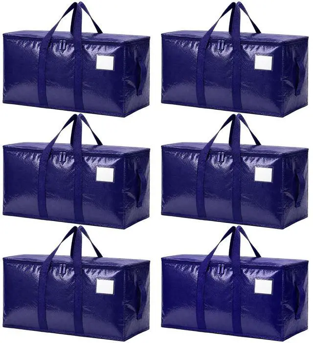 Main image of Heavy Duty Moving Bags, 6 Pack Large Storage Bags with Zipper & Handles, Waterproof Totes Bags for Clothes Packing, Moving, College Supplies, Home Organization