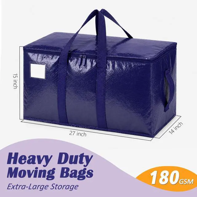 Alt view image 2 of 7 - Heavy Duty Moving Bags, 6 Pack Large Storage Bags with Zipper & Handles, Waterproof Totes Bags for Clothes Packing, Moving, College Supplies, Home Organization