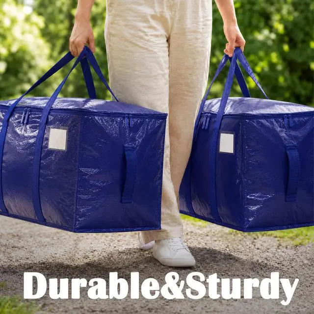Alt view image 6 of 7 - Heavy Duty Moving Bags, 6 Pack Large Storage Bags with Zipper & Handles, Waterproof Totes Bags for Clothes Packing, Moving, College Supplies, Home Organization