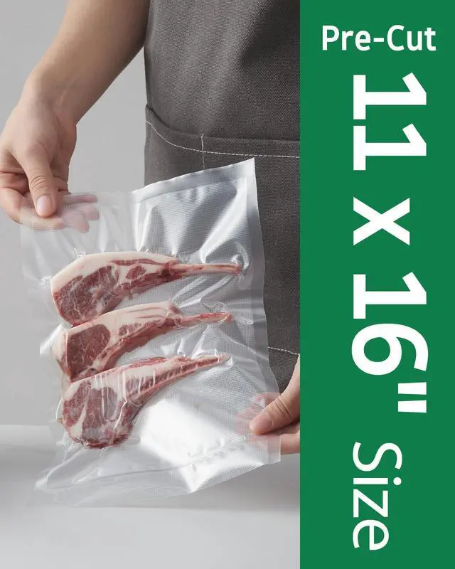 Alt view image 2 of 5 - Count Vacuum Sealer Bags Gallon 11 x 16 inch for Seal a Meal, Commercial Grade BPA Free Heavy Duty Precut Seal Bags, Food Vac Bags for Storage, Meal Prep or Sous Vide