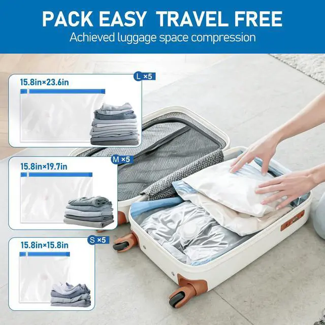 Alt view image 3 of 7 - Travel Vacuum Storage Bags with USB Pump, Vacuum Packing Seal for Luggage and Suitcase, Space Saver for Clothes and Clothing Travel