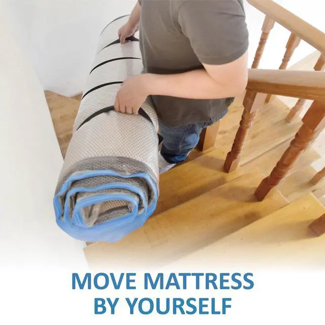 Alt view image 5 of 7 - Foam Mattress Vacuum Bag with Blue Zipper, Mattress Storage Bag, Straps Included, Queen/Full/Full-XL