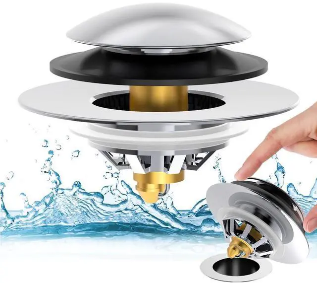 Main image of Bathtub Drain Stopper with Hair Catcher, Anti Clogging Bath Tub Drain Stoppers, Replaces Lift and Turn, Tip-Toe and Trip Lever drains for Tub, Easy Install and Clean (Chrome Silver)