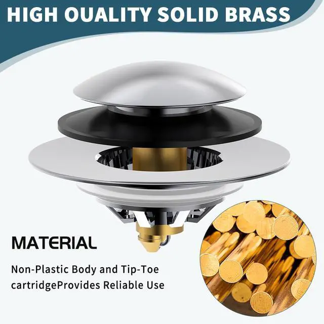 Alt view image 6 of 7 - Bathtub Drain Stopper with Hair Catcher, Anti Clogging Bath Tub Drain Stoppers, Replaces Lift and Turn, Tip-Toe and Trip Lever drains for Tub, Easy Install and Clean (Chrome Silver)