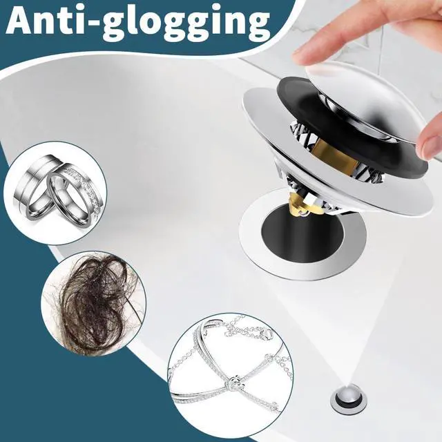 Alt view image 7 of 7 - Bathtub Drain Stopper with Hair Catcher, Anti Clogging Bath Tub Drain Stoppers, Replaces Lift and Turn, Tip-Toe and Trip Lever drains for Tub, Easy Install and Clean (Chrome Silver)