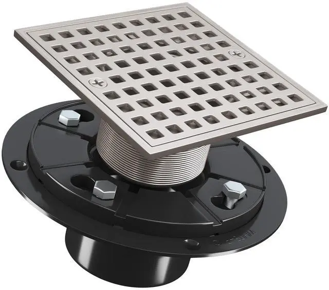 Main image of Inch Square Shower Drian with ABS Flange-SUS 304 Stainless Steel & CUPC Certified Shower Floor Drain-Removable Grid Cover-with Hair Strainer-Brushed Nickel