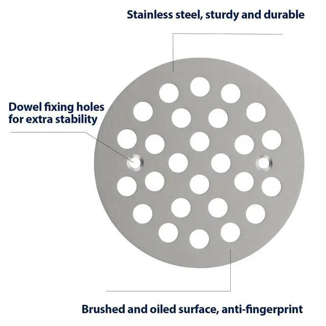 Alt view image 3 of 4 - 4-1/4 Round Shower Drain Cover,Screw-in Shower Drain Strainer,Easy-to-Install Replacement Cover