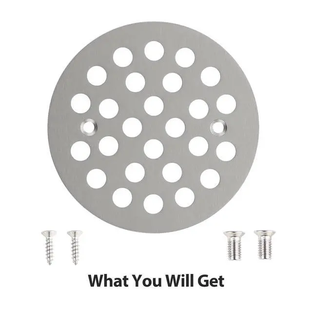 Alt view image 4 of 4 - 4-1/4 Round Shower Drain Cover,Screw-in Shower Drain Strainer,Easy-to-Install Replacement Cover