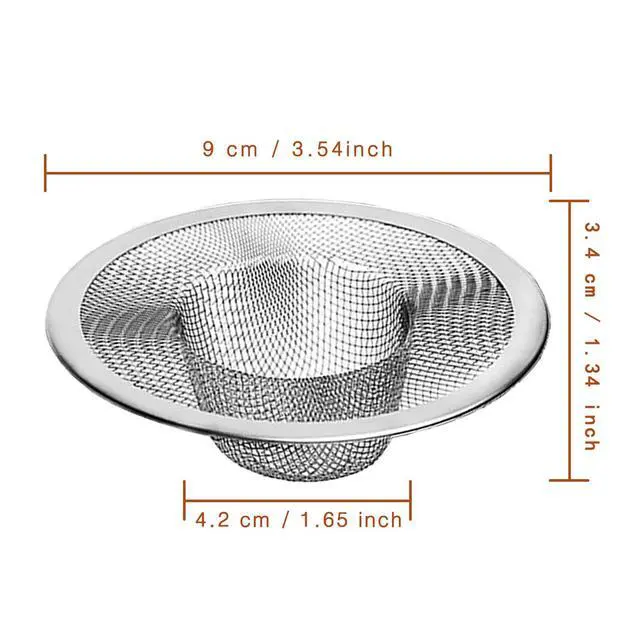 Alt view image 2 of 7 - 2pcs Heavy Duty Stainless Steel Slop Basket Filter Trap,3.54" Top / 1.65" Mesh Metal Sink Strainer,Perfect for Kitchen Sink/Bathroom Bathtub Wash Basin Floor Drain Balcony Drain Hole,Utility