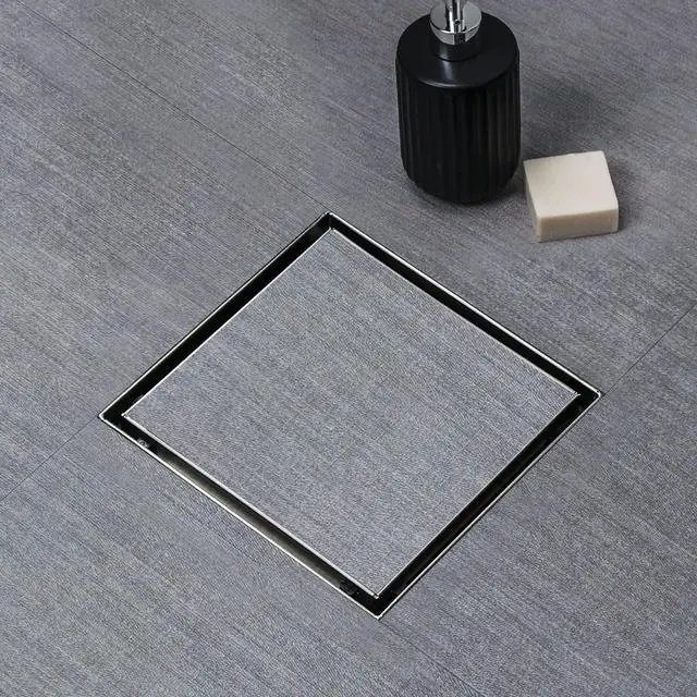 Main image of Shower Drain 6 inch Brushed with 2 in1 Tile Insert Cover