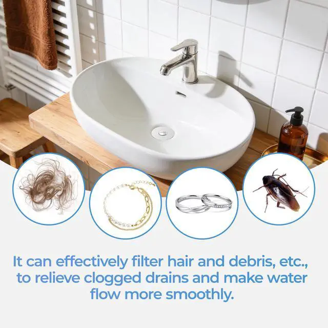 Alt view image 5 of 7 - 2 Pack Pop Up Bathroom Sink Drain Stoppers, Removable Sink Drain Strainer Stopper Hair Catcher with Stainless Steel Anti-Clog Filter Basket for Sinks and Drains 1.06-1.5 Inch
