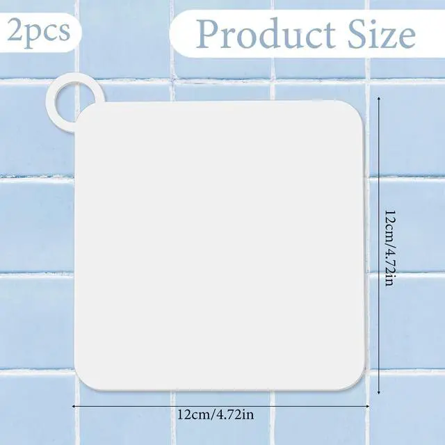 Alt view image 2 of 7 - Drain Covers to Keep Bugs Out 2 Pieces Silicone Shower Drain Cover Square Anti-Odor Mat Deodorizing Plugs for Bathroom Kitchen Laundry (White 5x5 Inch)