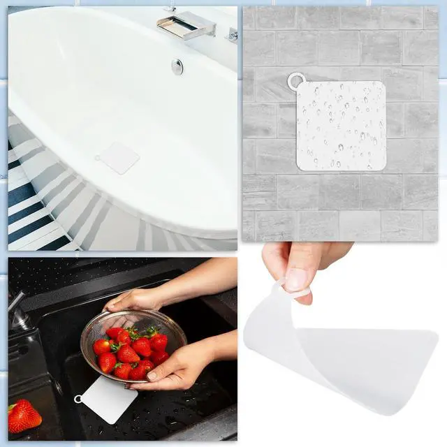 Alt view image 5 of 7 - Drain Covers to Keep Bugs Out 2 Pieces Silicone Shower Drain Cover Square Anti-Odor Mat Deodorizing Plugs for Bathroom Kitchen Laundry (White 5x5 Inch)