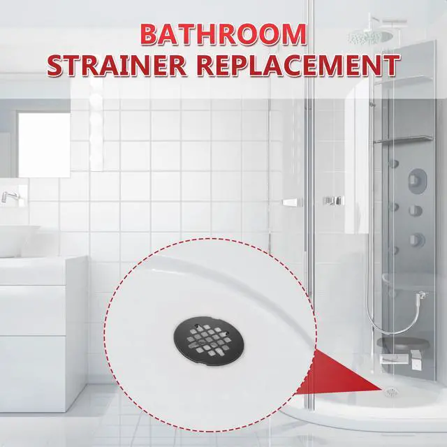 Alt view image 6 of 7 - 4.25" OD Shower Drain Assembly, Snap in Shower Base Drain and Round Grid Strainer Cover, Fits 2 in. Schedule 40 ABS and PVC Pipes, Stainless Steel Cap, ABS Base(Matte Black,1 Pack)