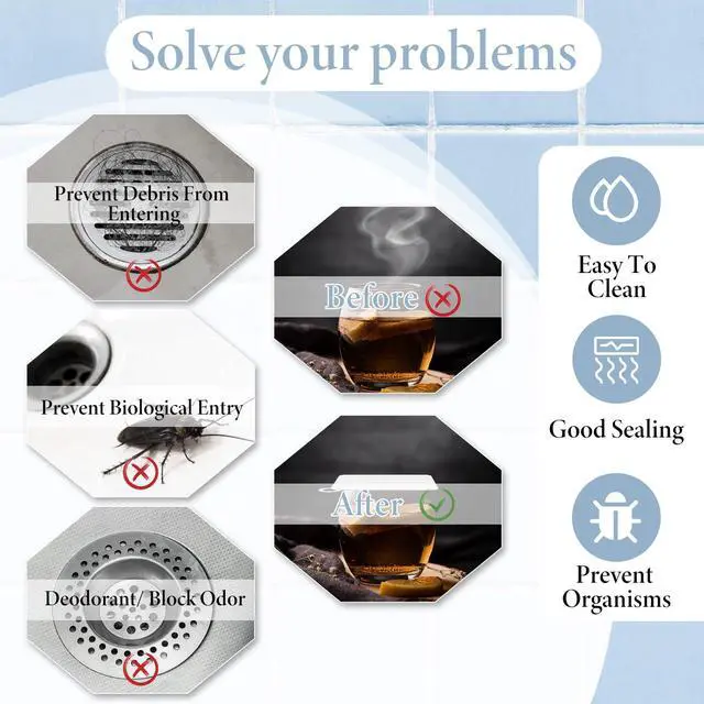 Alt view image 7 of 7 - Drain Covers to Keep Bugs Out 2 Pieces Silicone Shower Drain Cover Square Anti-Odor Mat Deodorizing Plugs for Bathroom Kitchen Laundry (White 5x5 Inch)