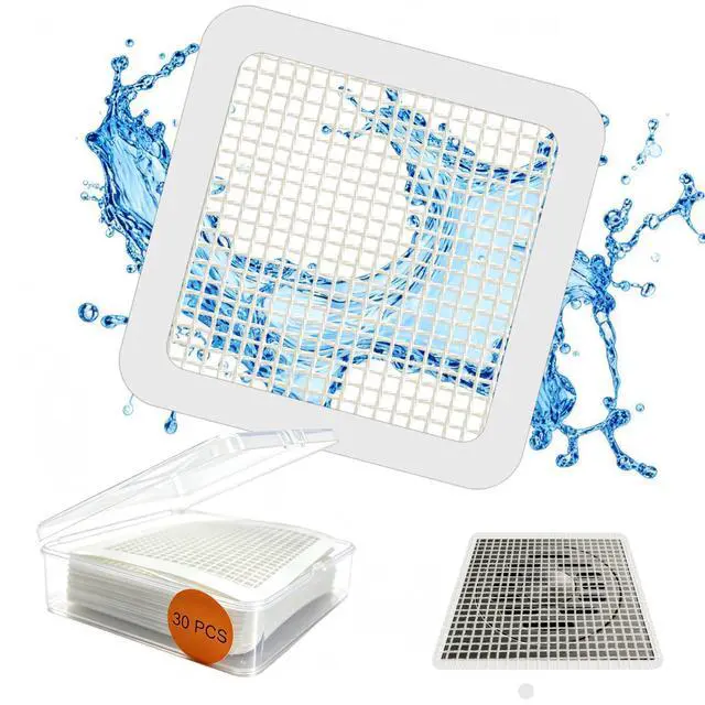 Alt view image 2 of 6 - Disposable Shower Drain Hair Catcher Mesh Stickers, 30-Pack