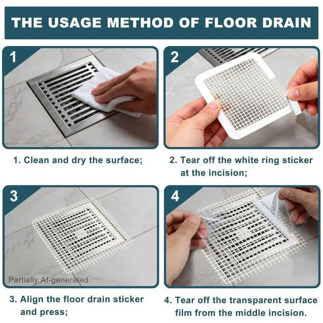 Alt view image 6 of 6 - Disposable Shower Drain Hair Catcher Mesh Stickers, 30-Pack