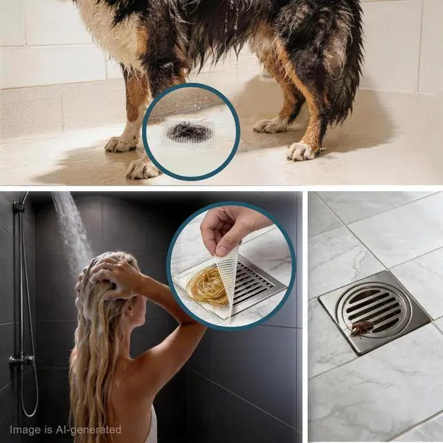 Alt view image 4 of 6 - Disposable Shower Drain Hair Catcher Mesh Stickers, 30-Pack