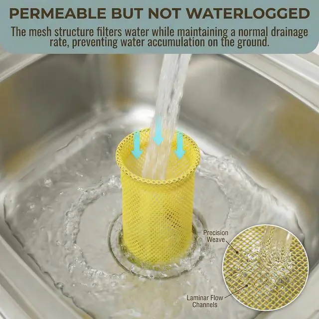 Alt view image 7 of 7 - Disposable Mesh Strainers for Floor Drains Yellow Mesh Drain Sock Strainer with 3.64 Inch Metal Ring on Top for Commercial Kitchens, Restaurants & Facilities Prevent Clogs & Odors
