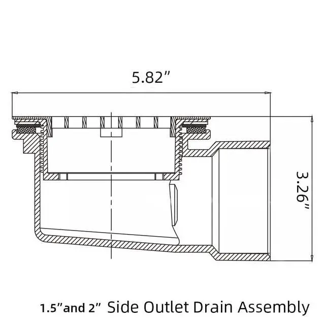 Alt view image 4 of 7 - 2" Low Profile Shower Drain with 2" x 1-1/2" Reducer Pipe Fitting and Perforated Strainer- PVC Side Outlet Drain Assembly for Replacement Shower Base and Drain