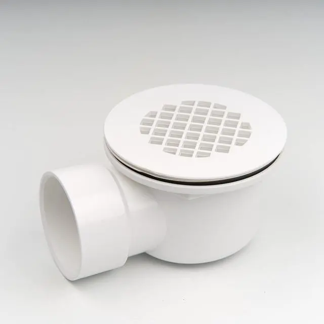Alt view image 6 of 7 - 2" Low Profile Shower Drain with 2" x 1-1/2" Reducer Pipe Fitting and Perforated Strainer- PVC Side Outlet Drain Assembly for Replacement Shower Base and Drain