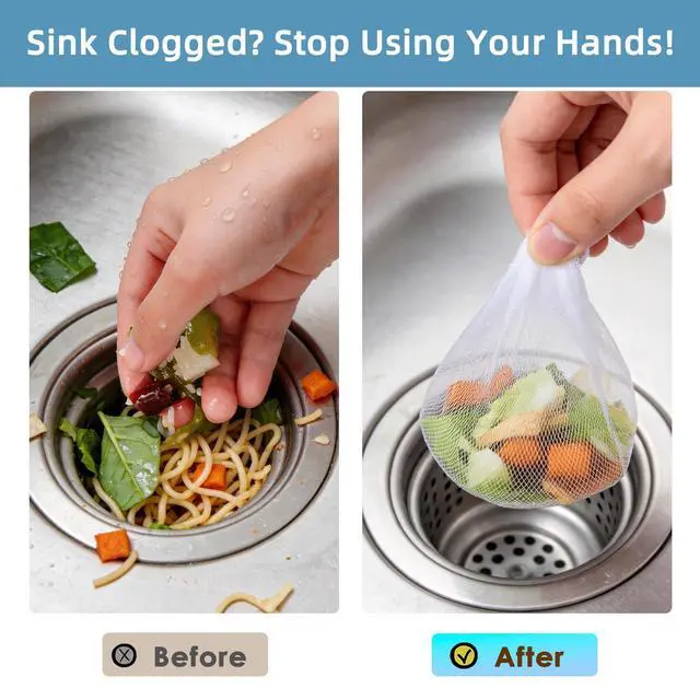 Alt view image 2 of 7 - Disposable Sink Strainer Bags,Applicable to Drain Nets for Kitchen Sink&Bathroom DrainPrevents Clogging by Trapping Debris, Hair, and Particles.