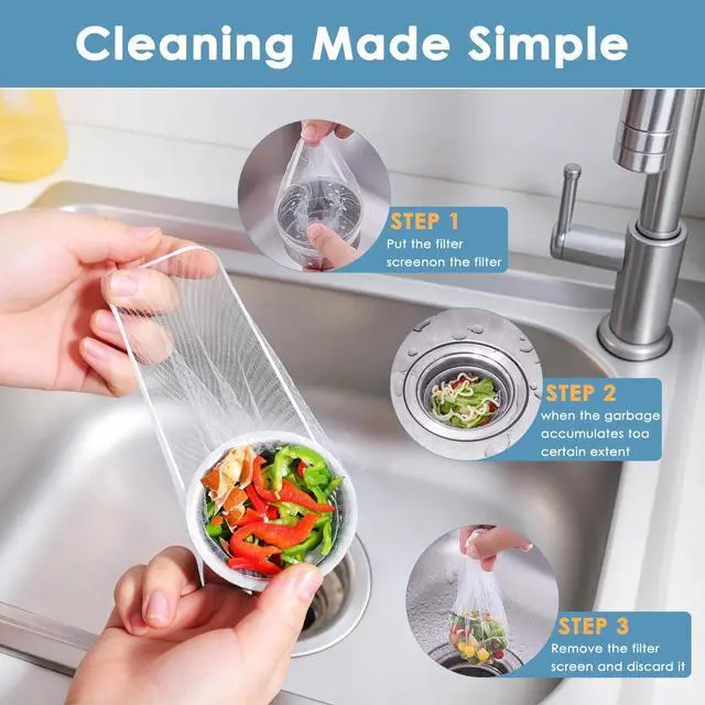 Alt view image 4 of 7 - Disposable Sink Strainer Bags,Applicable to Drain Nets for Kitchen Sink&Bathroom DrainPrevents Clogging by Trapping Debris, Hair, and Particles.