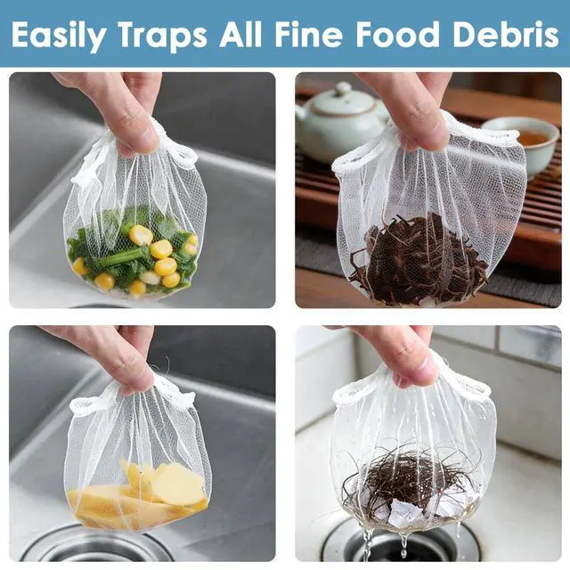 Alt view image 5 of 7 - Disposable Sink Strainer Bags,Applicable to Drain Nets for Kitchen Sink&Bathroom DrainPrevents Clogging by Trapping Debris, Hair, and Particles.