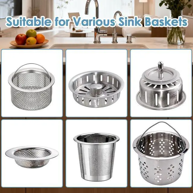 Alt view image 6 of 7 - Disposable Sink Strainer Bags,Applicable to Drain Nets for Kitchen Sink&Bathroom DrainPrevents Clogging by Trapping Debris, Hair, and Particles.