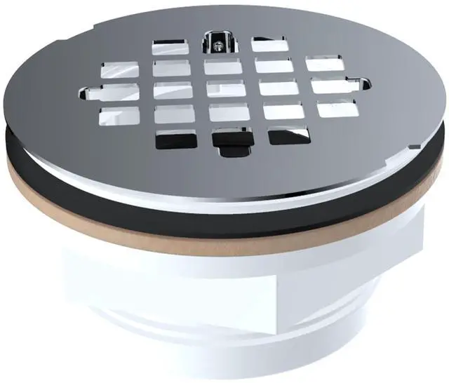 Main image of 2" No-Caulk Snap-in Round Floor Shower Drain for Shower Pan with 4-1/4" Stainless Steel Round Grid Cover