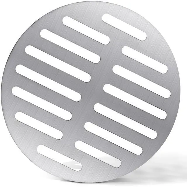 Main image of Inch Round Floor Drain Cover, Silver Stainless Steel Strainer Shower Drain Cover Shower Strainer Trim Replacement Sink Floor Drain for Furniture Repair Bathroom Kitchen