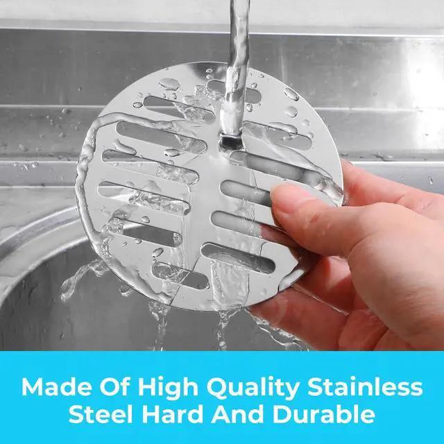 Alt view image 6 of 7 - Inch Round Floor Drain Cover, Silver Stainless Steel Strainer Shower Drain Cover Shower Strainer Trim Replacement Sink Floor Drain for Furniture Repair Bathroom Kitchen