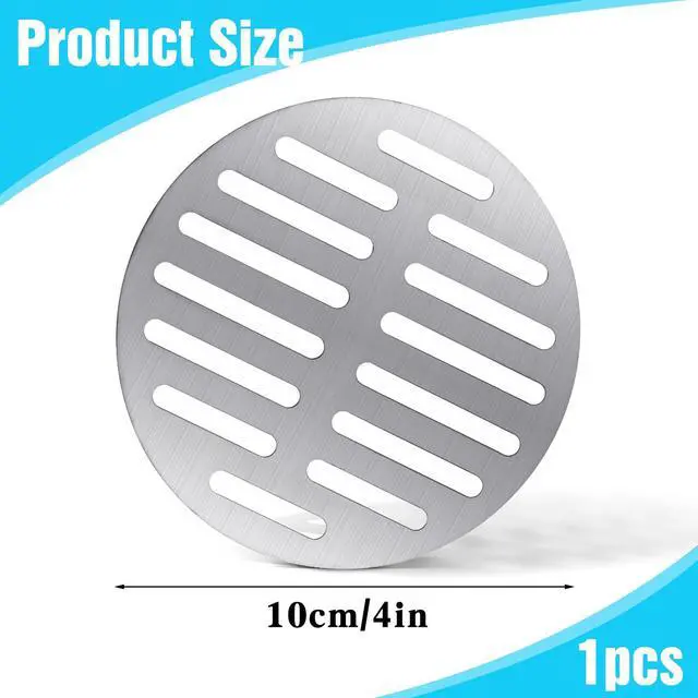 Alt view image 2 of 7 - Inch Round Floor Drain Cover, Silver Stainless Steel Strainer Shower Drain Cover Shower Strainer Trim Replacement Sink Floor Drain for Furniture Repair Bathroom Kitchen
