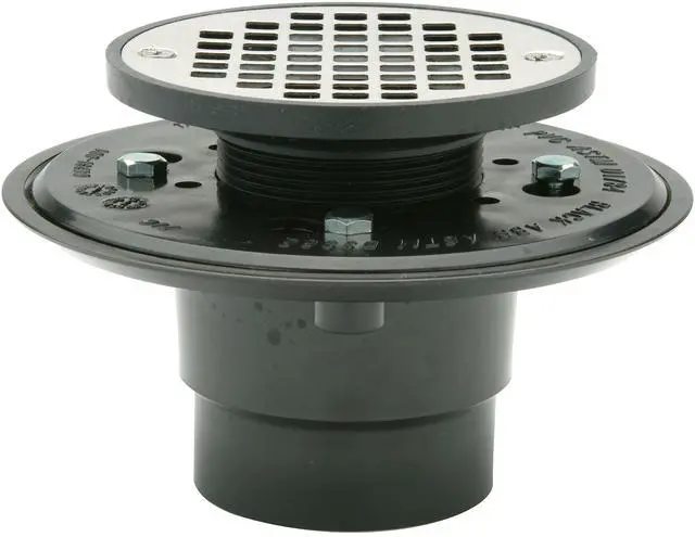 Main image of Adjustable Shower Drain with 4" Round Stainless Steel Strainer, 2"