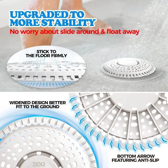 Alt view image 3 of 7 - Shower Drain Hair Catcher Silicone Flat Floor Strainer Protector