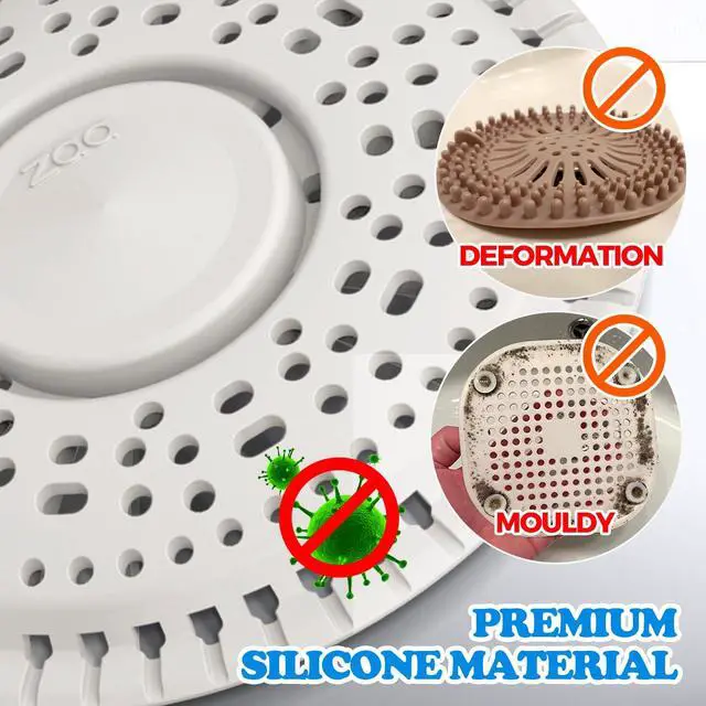 Alt view image 4 of 7 - Shower Drain Hair Catcher Silicone Flat Floor Strainer Protector