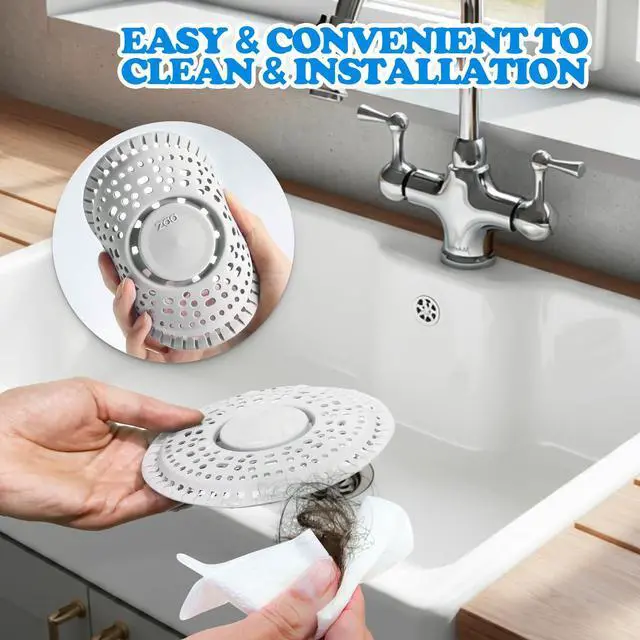 Alt view image 5 of 7 - Shower Drain Hair Catcher Silicone Flat Floor Strainer Protector