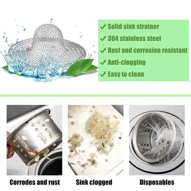 Alt view image 3 of 7 - 10pcs Mesh Sink Strainer, 2.75" Top/1" Stainless Steel Slop Basket Filter Trap, Metal Kitchen Drain Strainer, Hair Basket Drain - Fits Most Kitchen Sinks, Bathroom Sinks,Shower Drains,Floor Drain
