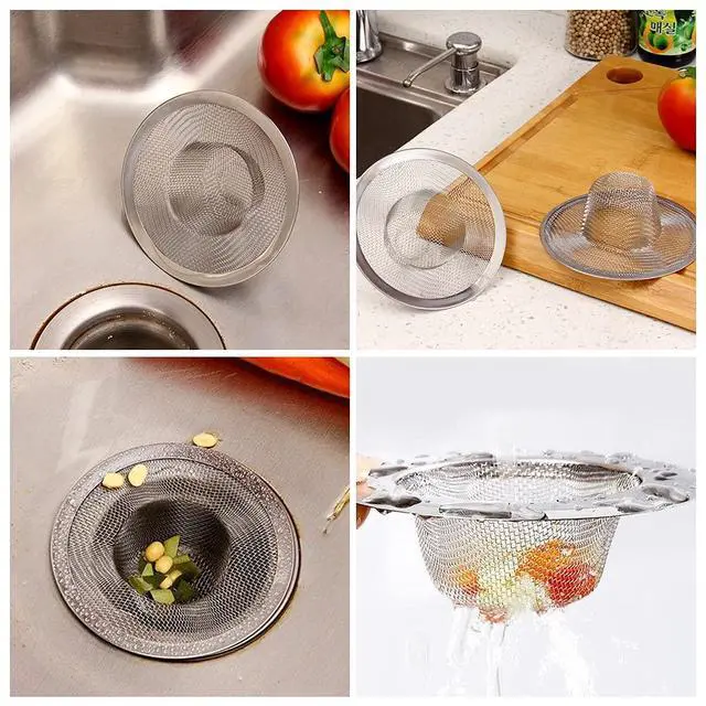 Alt view image 6 of 7 - 10pcs Mesh Sink Strainer, 2.75" Top/1" Stainless Steel Slop Basket Filter Trap, Metal Kitchen Drain Strainer, Hair Basket Drain - Fits Most Kitchen Sinks, Bathroom Sinks,Shower Drains,Floor Drain