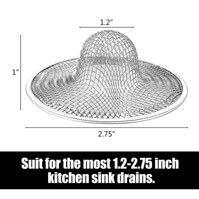 Alt view image 2 of 7 - 10pcs Mesh Sink Strainer, 2.75" Top/1" Stainless Steel Slop Basket Filter Trap, Metal Kitchen Drain Strainer, Hair Basket Drain - Fits Most Kitchen Sinks, Bathroom Sinks,Shower Drains,Floor Drain