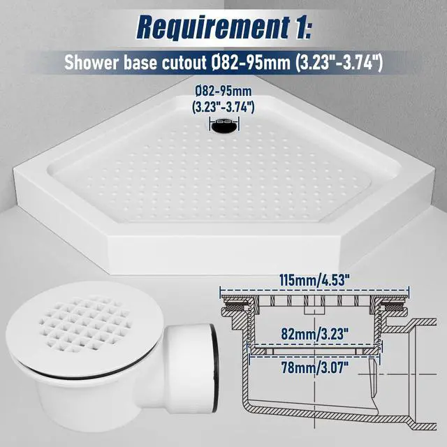 Alt view image 2 of 7 - 1-1/2"Side Outlet Shower Drain with Perforated Strainer Low Profile