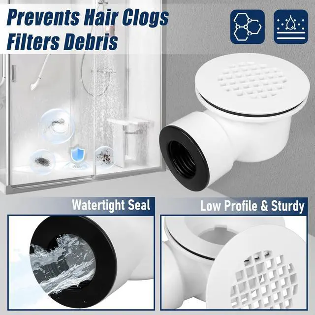Alt view image 6 of 7 - 1-1/2"Side Outlet Shower Drain with Perforated Strainer Low Profile