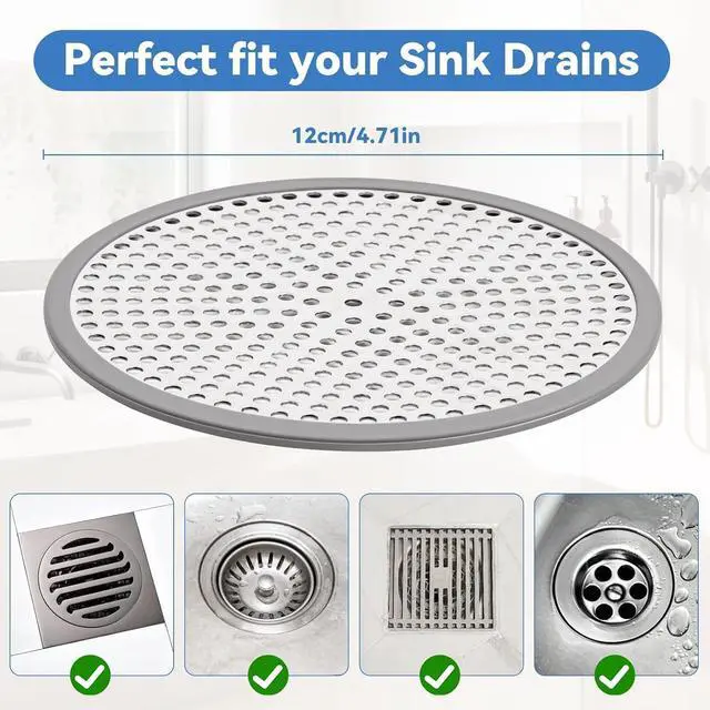 Alt view image 7 of 7 - Shower Drain Hair Catcher,2pcs,Hair Catcher for Bathroom Drain,Sink,Bathtub