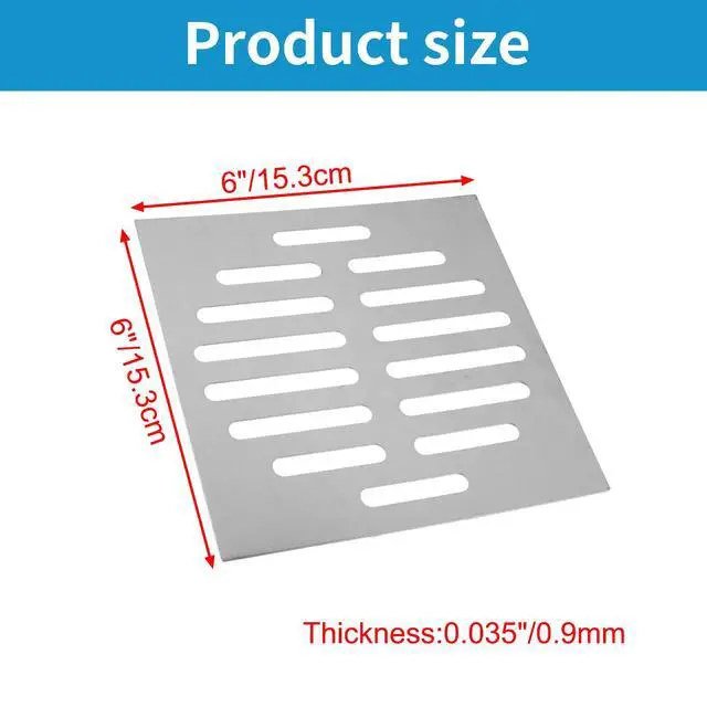 Alt view image 2 of 5 - 2pcs Drain Cover Grates 6" x 6" Stainless Steel Square Drainage Grate Cover