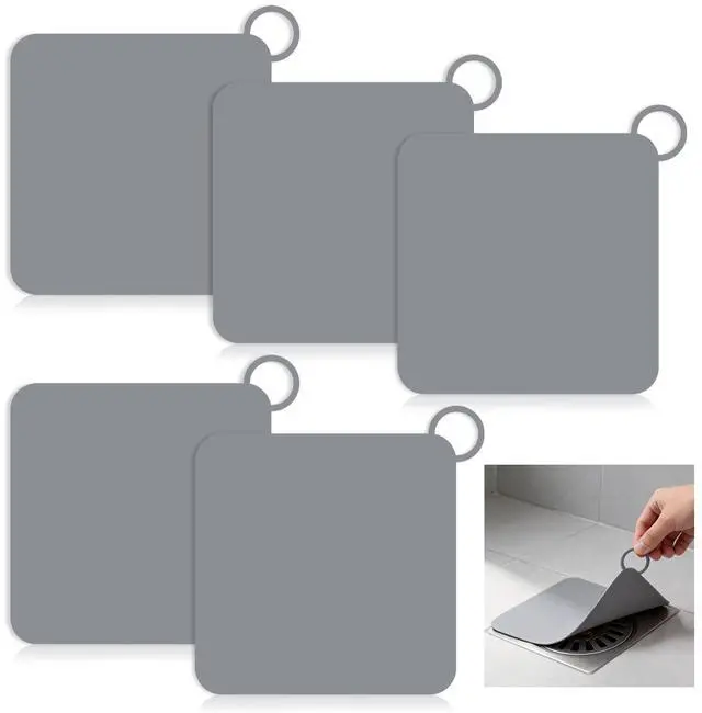 Main image of 5 Pcs Silicone Floor Drain Cover Anti-Odor Mat Bathtub Drain Stopper Tub Plug Shower Drain Hair Catcher Tub Stopper for Bath Bathroom Kitchen Sink Toilet Laundry Grey